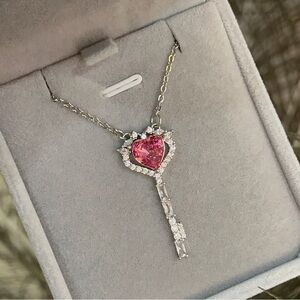 Swarovski Pink Heart Key Necklace